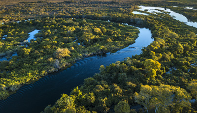 aerial view of watershed and river, uconn_biodiversity_conservation