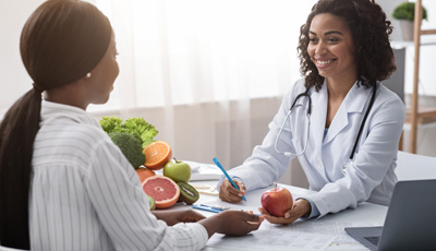 Dietician counseling patient, UConn Health Promotions BS to MS